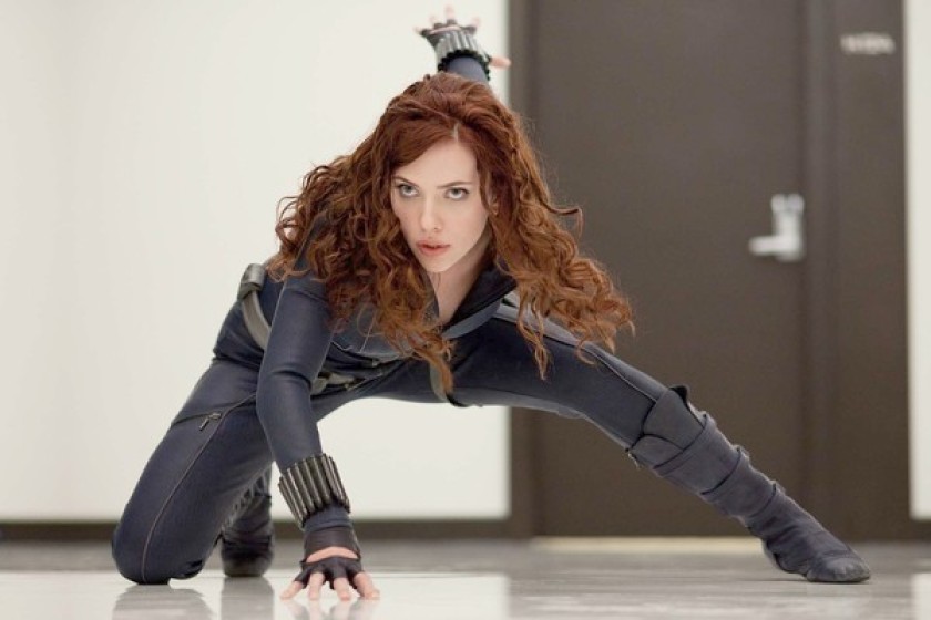 Black Widow posing dramatically in Iron Man II