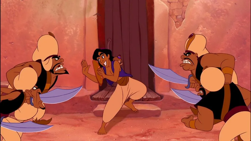 Aladdin (1992) escaping guards