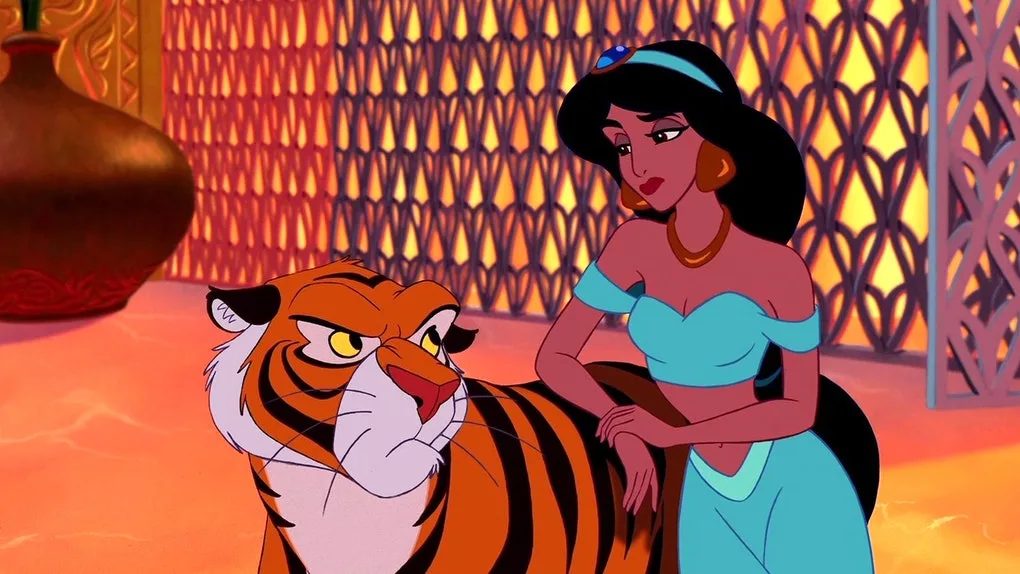 Aladdin (1992) Jasmine looking at Rajah