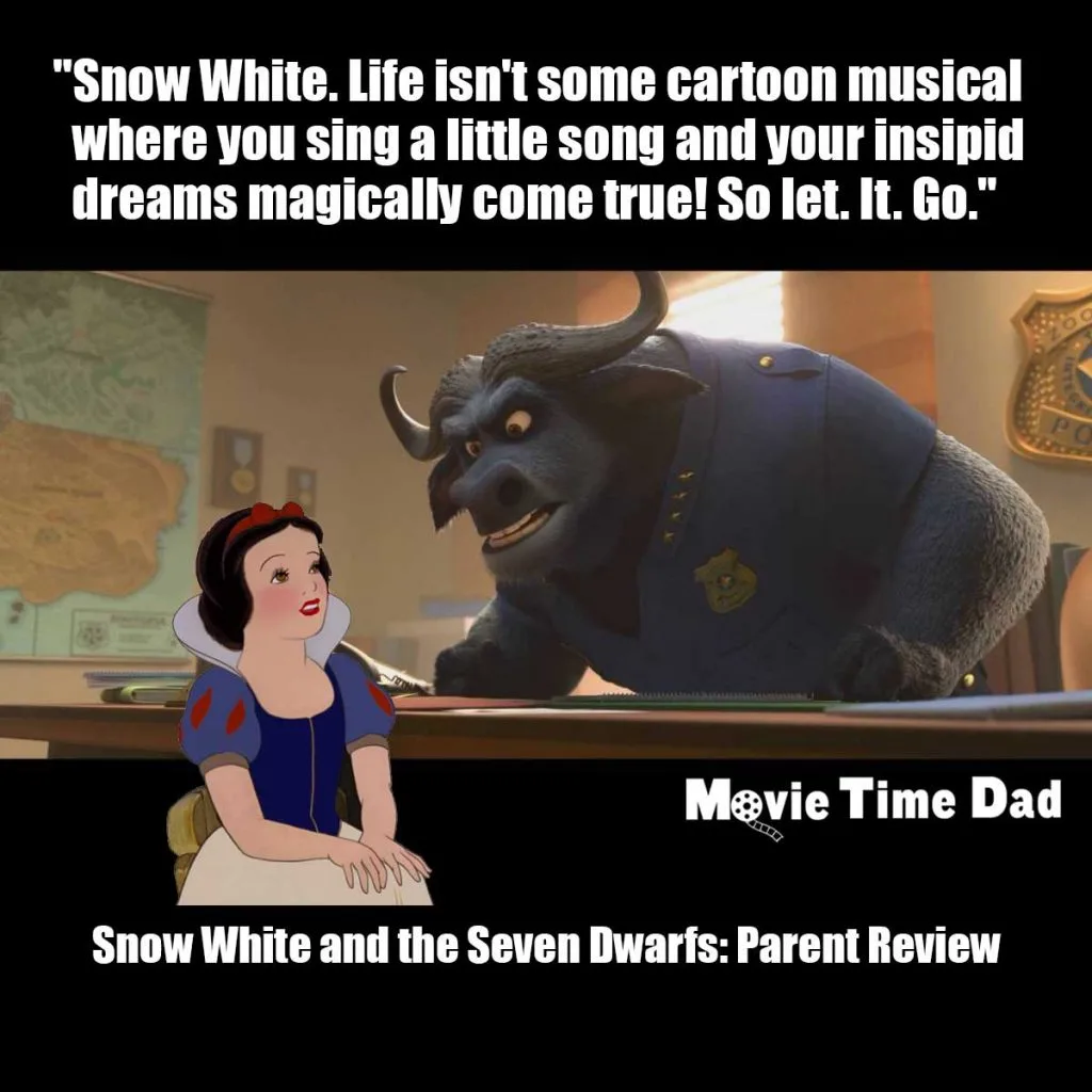 Snow White and Chief Bogo discussing her insipid dreams.
