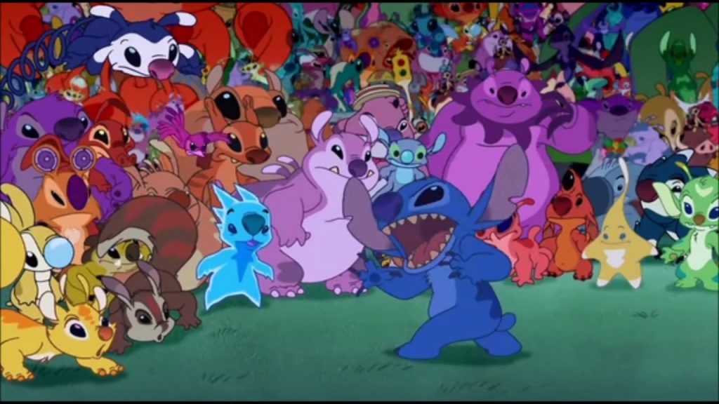 Stitch rallying his cousins to fight