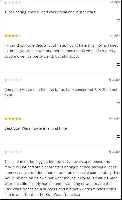 Star Wars: The Last Jedi reviews screen shot