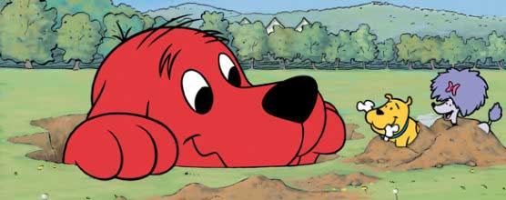 Clifford the Big Red Dog in a big brown glory hole.