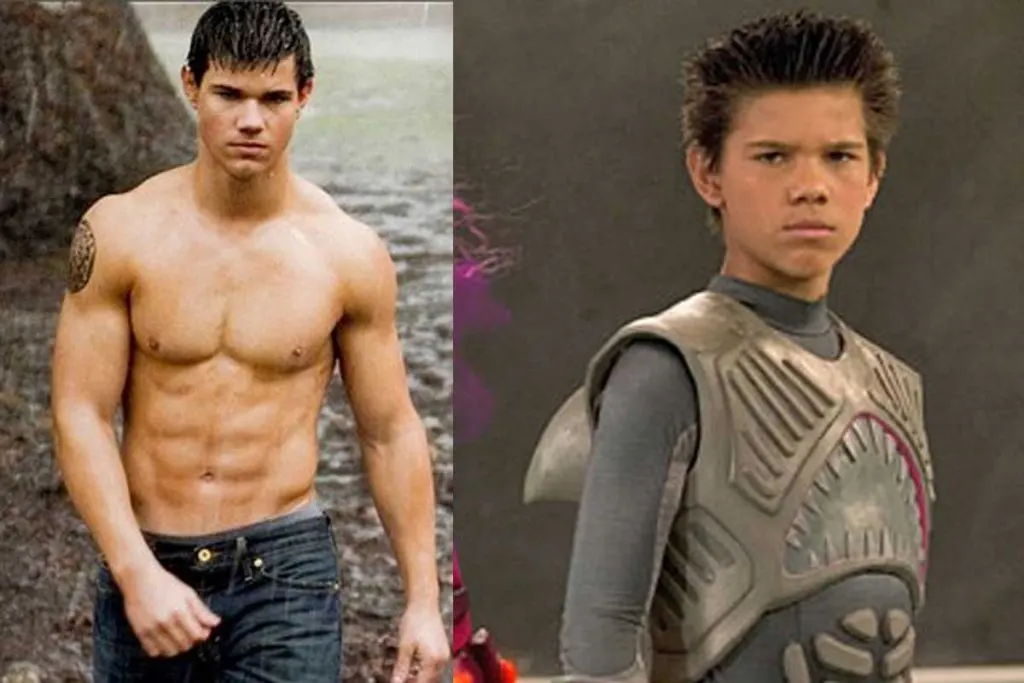 Taylor Lautner shirtless and as Sharkboy 